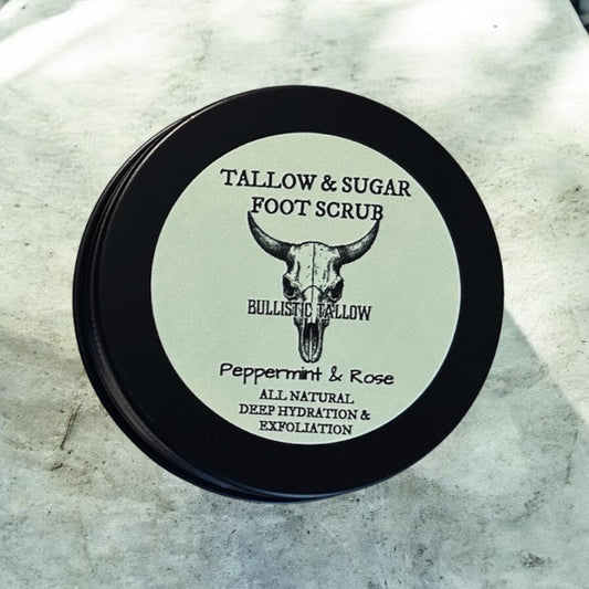 Tallow & Sugar Foot Scrub, Peppermint & Rose 2oz